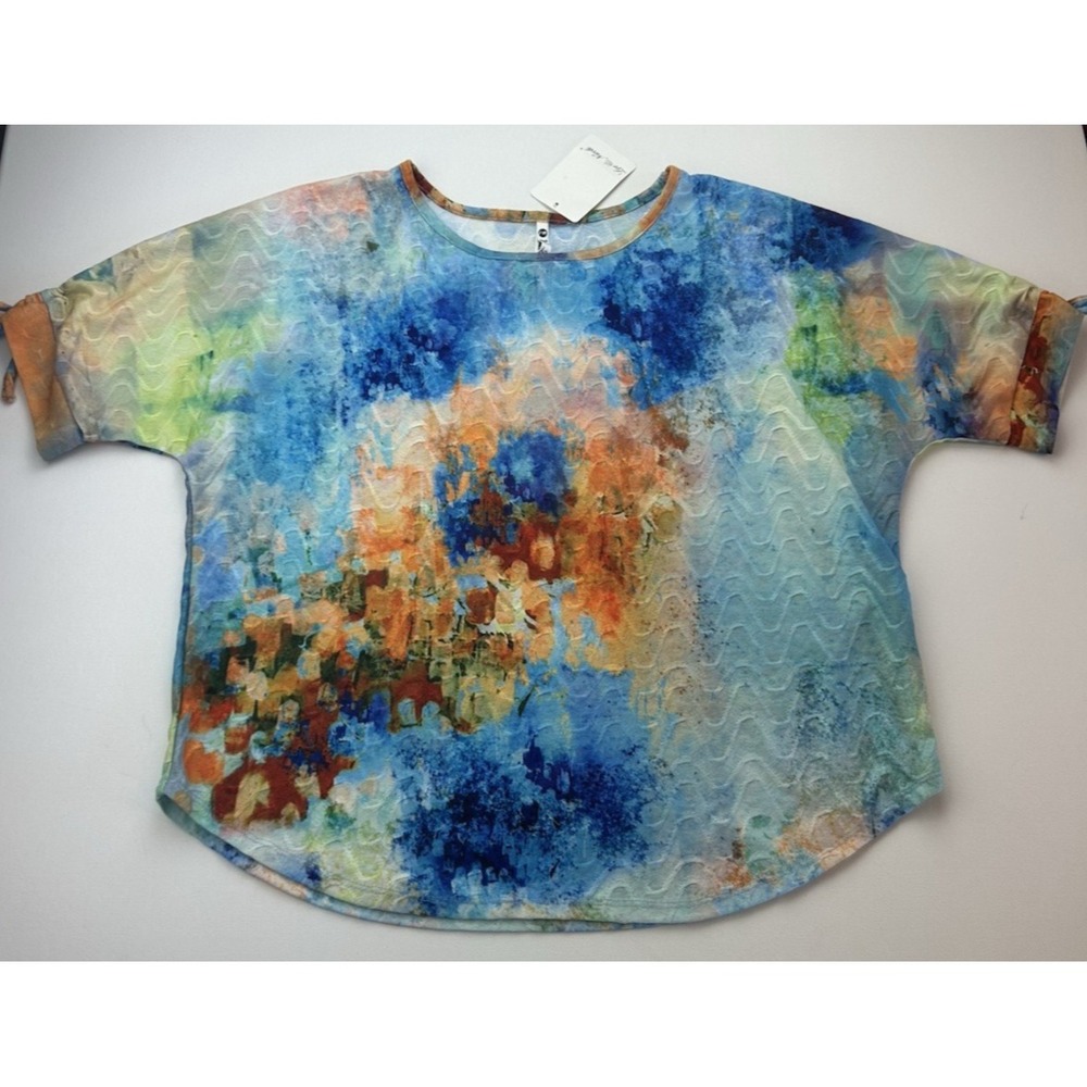 NWT Leo & Nicole Blue/Multi Dopomine Coatal Grandma Effortless Size M Petite